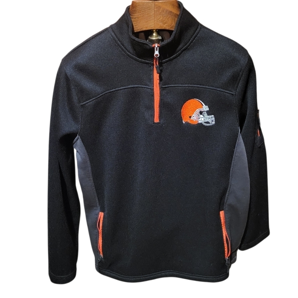 NFL Cleveland Browns Fleece Lined Quarter Zip Embroidered Jacket Size Medium